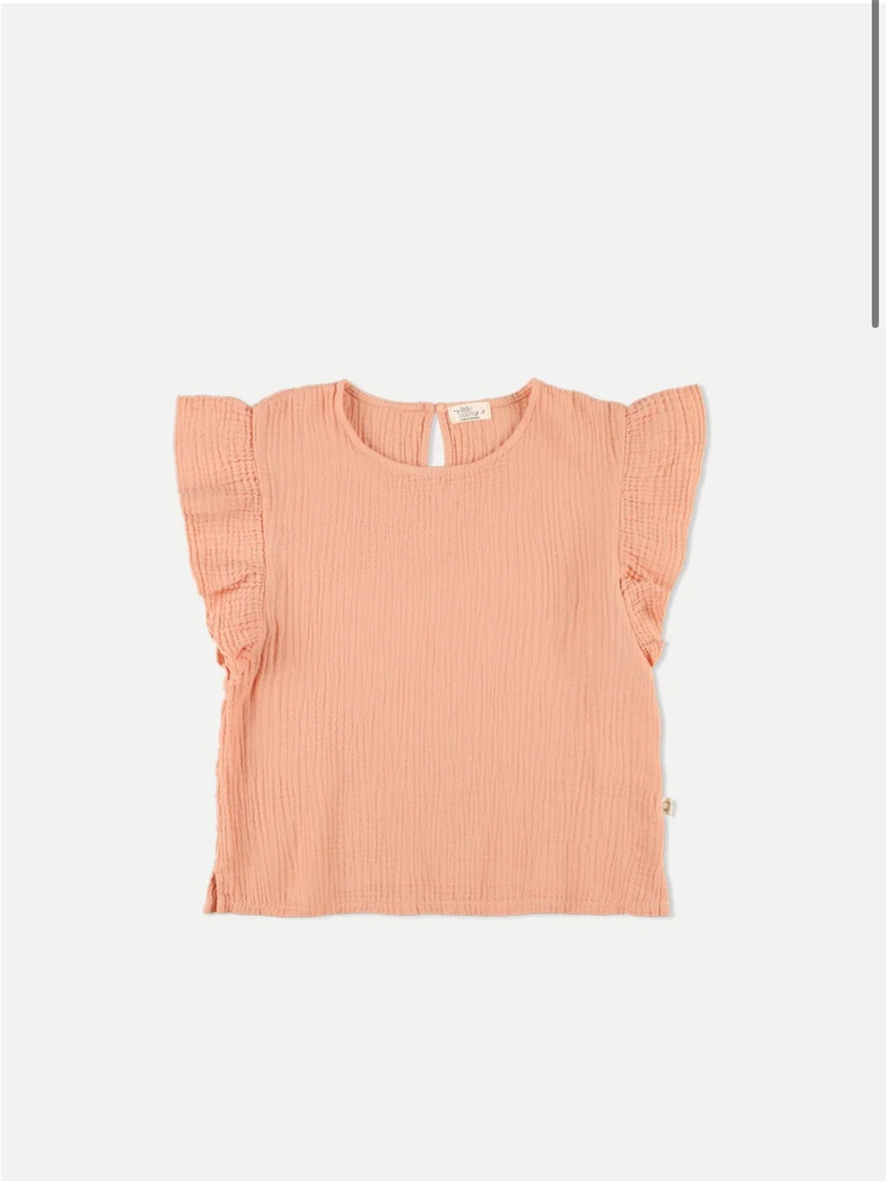 Girls' Peach Ruffle Sleeve Textured Top & Paper Bag Shorts